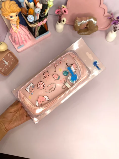 جامدادی پارچه ای  Sweet صورتی کم رنگ